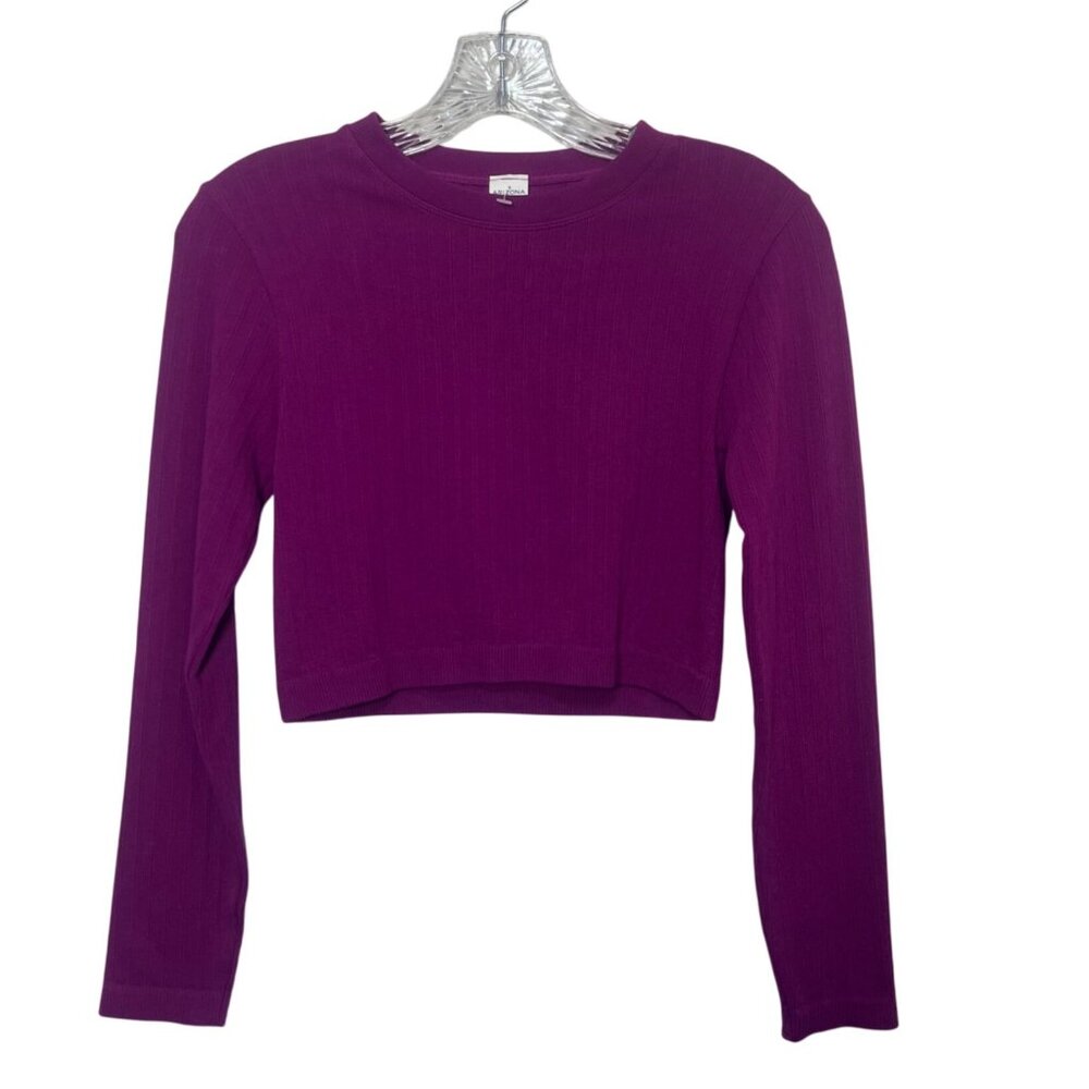 Arizona Jean Co‎ Ribbed Long Sleeve Crop Top Shirt Womens Large Purple New WOT